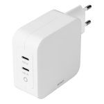 DELTACO USB-C zidni punjač, GaN technology, 2x USB-C PD, total 100 W
