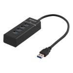 DELTACO HUB 3.0 4xUSB-A aluminijski, crni