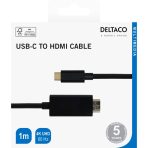 DELTACO Kabel USB-C - HDMI 4K UHD, pozlaćen, 1m,CRNI