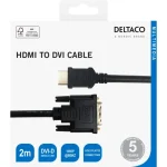 DELTACO Kabel HDMI to DVI ,1080p, DVI-D Single Link, 2m, CRNI 1
