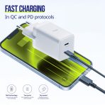 ALLITY zidni punjač GaN PD QC ATC-01-45WCC 2x USB-C 45W bijeli - Slika 5