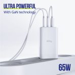 ALLITY zidni punjač GaN PD QC ATC-01-65WACC 2x USB-C 1x USB-A 65W bijeli - Slika 5