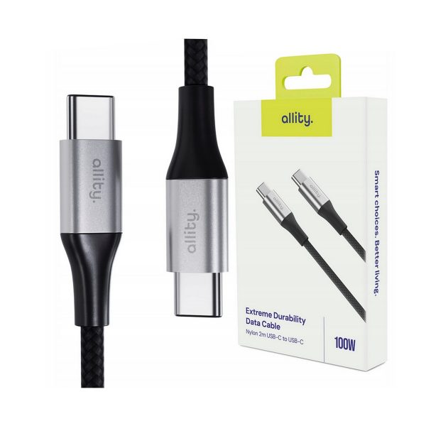 ALLITY kabel AUC-01 USB-C - USB-C 2,0 m 100W CRNI