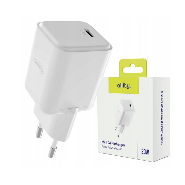 ALLITY zidni punjač GaN PD QC ATC-01-20WC 1x USB-C 20W bijeli