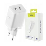 ALLITY zidni punjač GaN PD QC ATC-01-45WCC 2x USB-C 45W bijeli