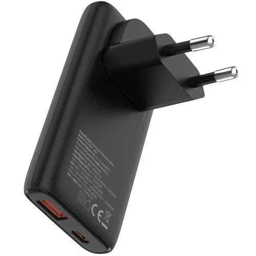 Allity zidni punjač GaN PD QC ATC-02-65WAC 1x USB-C + 1x USB-A 65W crni 1