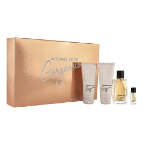 KORS GORGEOUS SET: EDP SPRAY 100ML + BL 100ML + SG 100ML + EDP 5ML 1