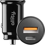 Allity auto punjač ACC-100-30WAC 1x USB-C 1x USB-A 30W crni 1